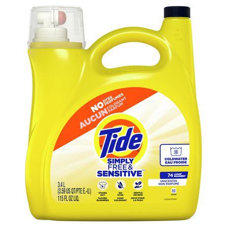 3.4 L 74 Loads Tide laundry detergent No dyes No perfumes - Mart31