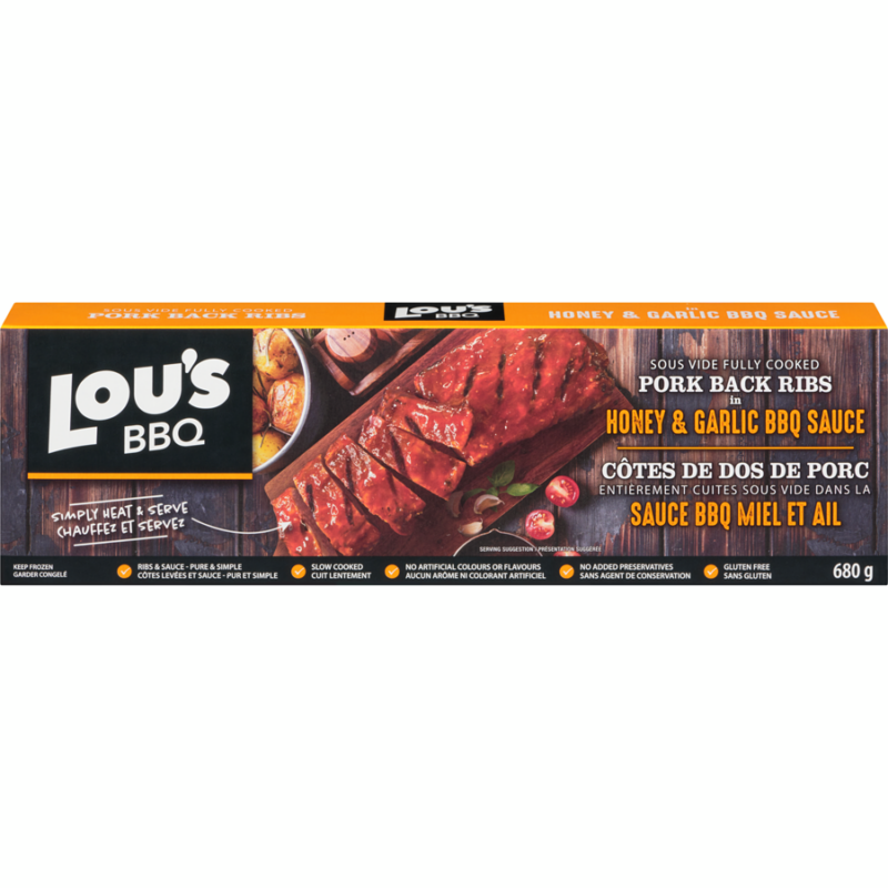 680g Lous BBQ pork back ribs in Honey & garlic BBQ sauce - Mart31